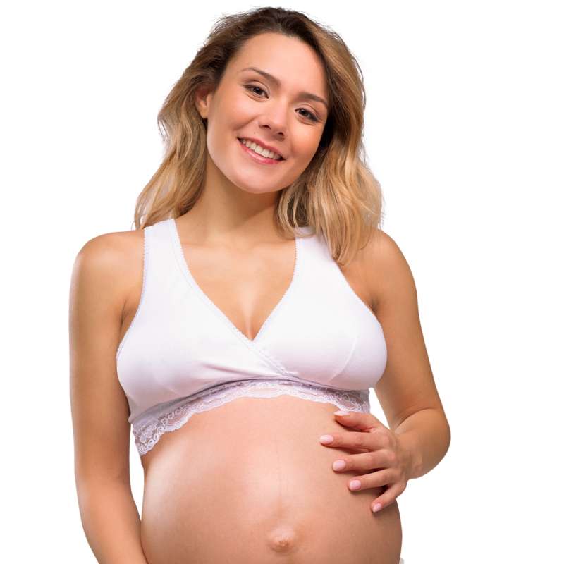 Carriwell New Mum Reggiseno per l'allattamento incrociato biologico - Pizzo (Bianco)