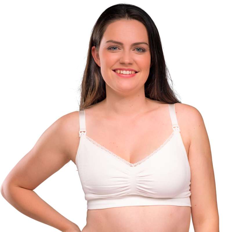 Carriwell New Mum - Reggiseno per l'allattamento senza cuciture in cotone biologico (Bianco)