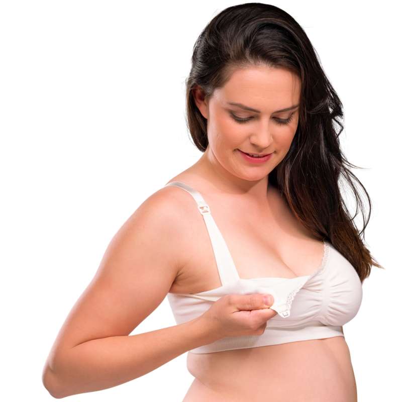 Carriwell New Mum - Reggiseno per l'allattamento senza cuciture in cotone biologico (Bianco)
