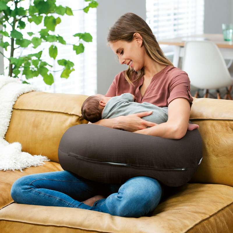 Doomoo Cuscino per l'allattamento / Cuscino per la gravidanza Muslin - Grigio
